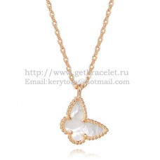 Van Cleef Arpels Lucky Alhambra Butterfly Necklace Pink Gold With White Mother Of Pearl