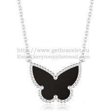 Van Cleef Arpels Lucky Alhambra Butterfly Pendant White Gold With Black Onyx Mother Of Pearl