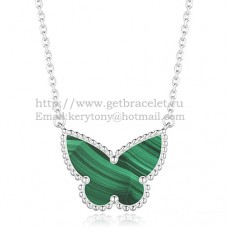 Van Cleef Arpels Lucky Alhambra Butterfly Pendant White Gold With Malachite Mother Of Pearl