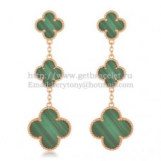 Van Cleef Arpels Magic Alhambra 3 Motifs Earrings Pink Gold With Malachite