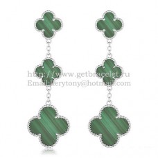 Van Cleef Arpels Magic Alhambra 3 Motifs Earrings White Gold With Malachite