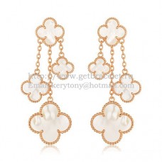 Van Cleef Arpels Magic Alhambra 4 Motifs Earrings Pink Gold With White Mother Of Pearl