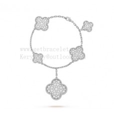 Van Cleef Arpels Magic Alhambra Bracelet 5 Motifs White Gold with Diamonds