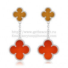 Van Cleef Arpels Magic Alhambra Earrings White Gold With Tigers Eye Carnelian
