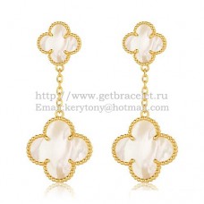 Van Cleef Arpels Magic Alhambra Earrings Yellow Gold With White Mother Of Pearl
