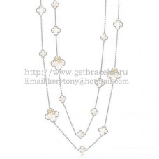 Van Cleef Arpels Magic Alhambra Necklace White Gold 16 Motifs With White Mother Of Pearl