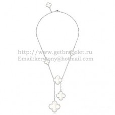 Van Cleef Arpels Magic Alhambra Necklace White Gold 6 Motifs With White Mother Of Pearl
