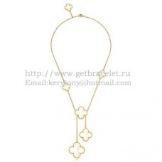 Van Cleef Arpels Magic Alhambra Necklace Yellow Gold 6 Motifs With White Mother Of Pearl