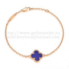 Van Cleef Arpels Sweet Alhambra Bracelet Pink Gold With Lapis Stone Mother Of Pearl