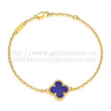 Van Cleef Arpels Sweet Alhambra Bracelet Yellow Gold With Lapis Stone Mother Of Pearl