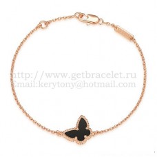 Van Cleef Arpels Sweet Alhambra Butterfly Bracelet Pink Gold With Black Agate Mother Of Pearl