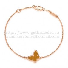 Van Cleef Arpels Sweet Alhambra Butterfly Bracelet Pink Gold With Tigers Eye Mother Of Pearl