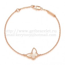 Van Cleef Arpels Sweet Alhambra Butterfly Bracelet Pink Gold With White Mother Of Pearl