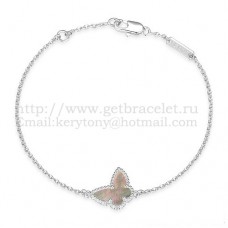 Van Cleef Arpels Sweet Alhambra Butterfly Bracelet White Gold With Gray Mother Of Pearl