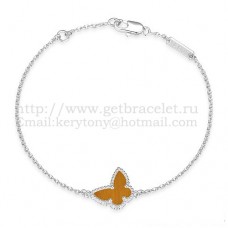 Van Cleef Arpels Sweet Alhambra Butterfly Bracelet White Gold With Tigers Eye Mother Of Pearl