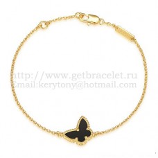 Van Cleef Arpels Sweet Alhambra Butterfly Bracelet Yellow Gold With Black Agate Mother Of Pearl