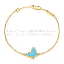Van Cleef Arpels Sweet Alhambra Butterfly Bracelet Yellow Gold With Turquoise Mother Of Pearl