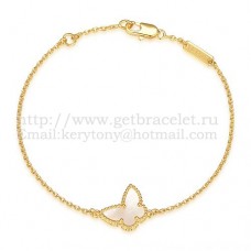 Van Cleef Arpels Sweet Alhambra Butterfly Bracelet Yellow Gold With White Mother Of Pearl