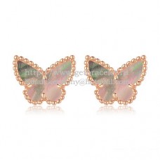 Van Cleef Arpels Sweet Alhambra Butterfly Earrings Pink Gold With Gray Mother Of Pearl