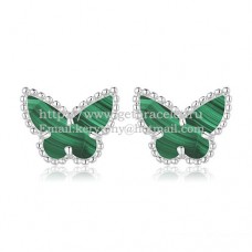 Van Cleef Arpels Sweet Alhambra Butterfly Earrings White Gold With Malachite Mother Of Pearl