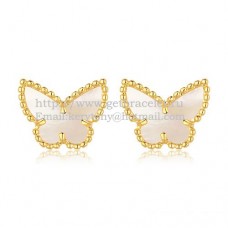 Van Cleef Arpels Sweet Alhambra Butterfly Earrings Yellow Gold With White Mother Of Pearl