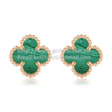 Van Cleef Arpels Sweet Alhambra Earrings Pink Gold With Malachite Mother Of Pearl