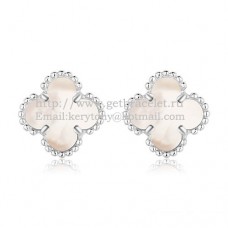 Van Cleef Arpels Sweet Alhambra Earrings White Gold With White Mother Of Pearl