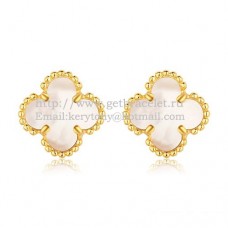 Van Cleef Arpels Sweet Alhambra Earrings Yellow Gold With White Mother Of Pearl