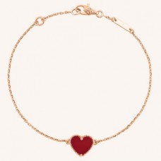 Van Cleef Arpels Sweet Alhambra Heart Bracelet Pink Gold Carnelian