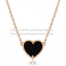 Van Cleef Arpels Sweet Alhambra Heart Pendant Pink Gold With Black Onyx Mother Of Pearl