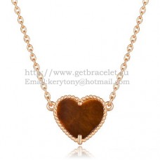 Van Cleef Arpels Sweet Alhambra Heart Pendant Pink Gold With Tigers Eye Mother Of Pearl