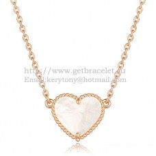 Van Cleef Arpels Sweet Alhambra Heart Pendant Pink Gold With White Mother Of Pearl