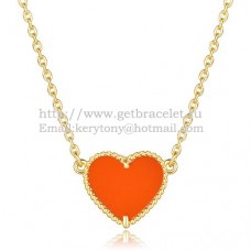 Van Cleef Arpels Sweet Alhambra Heart Pendant Yellow Gold With Red Onyx Mother Of Pearl