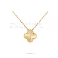 Van Cleef Arpels Sweet Alhambra Pendant Guilloche Yellow Gold