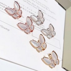 Van Cleef Arpels Two Butterfly Earrings Mother-of-pearl With Diamond 3 Color