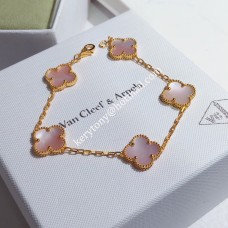 Van Cleef Arpels Alhambra Bracelet 5 Motifs Rose Gold With Pink Mother-of-Pearl Spring