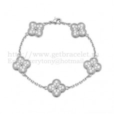 Van Cleef Arpels Alhambra Bracelet 5 Motifs White Gold With Round Diamonds