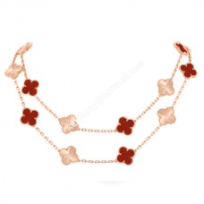 Van Cleef Arpels Alhambra Long Necklace 20 Motifs Rose Gold Carnelian Sale Malaysia