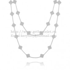 Van Cleef Arpels Alhambra Long Necklace White Gold 20 Motifs