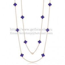 Van Cleef Arpels Alhambra Necklace Pink Gold 10 Motifs With Lapis Stone Mother Of Pearl