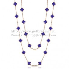 Van Cleef Arpels Alhambra Necklace Pink Gold 20 Motifs With Lapis Stone Mother Of Pearl