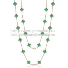 Van Cleef Arpels Alhambra Necklace Pink Gold 20 Motifs With Malachite Mother Of Pearl