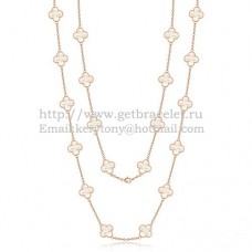 Van Cleef Arpels Alhambra Necklace Pink Gold 20 Motifs With White Mother Of Pearl