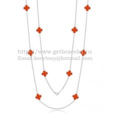 Van Cleef Arpels Alhambra Necklace White Gold 10 Motifs With Carnelian Mother Of Pearl