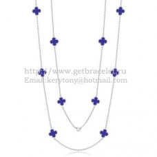 Van Cleef Arpels Alhambra Necklace White Gold 10 Motifs With Lapis Stone Mother Of Pearl