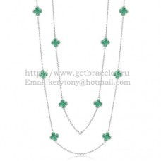 Van Cleef Arpels Alhambra Necklace White Gold 10 Motifs With Malachite Mother Of Pearl