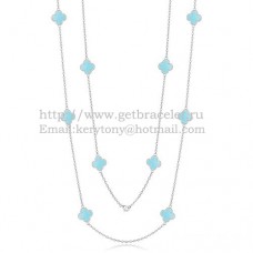 Van Cleef Arpels Alhambra Necklace White Gold 10 Motifs With Turquoise Mother Of Pearl
