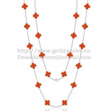 Van Cleef Arpels Alhambra Necklace White Gold 20 Motifs With Carnelian Mother Of Pearl