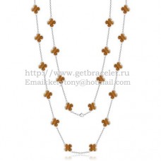 Van Cleef Arpels Alhambra Necklace White Gold 20 Motifs With Tigers Eye Mother Of Pearl