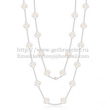 Van Cleef Arpels Alhambra Necklace White Gold 20 Motifs With White Mother Of Pearl